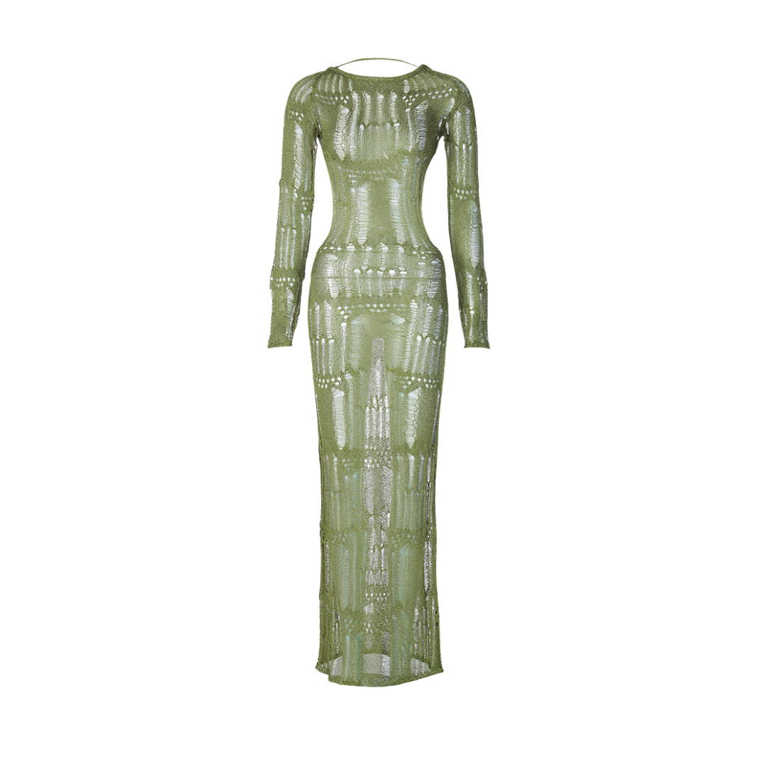 Emerald Glow Strick Maxikleid